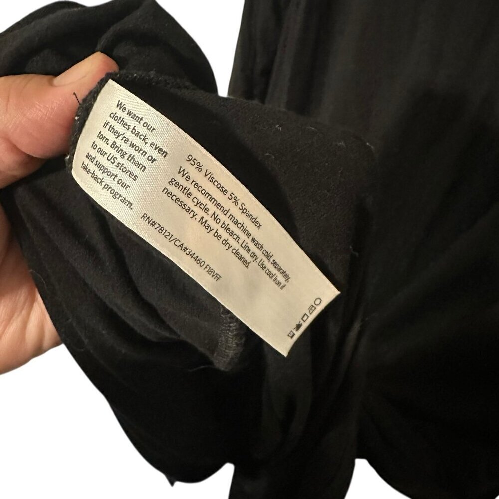 Eileen Fisher Viscose Jersey Stretch Pockets Long Sleeve Knee Dress XL Black - Picture 4 of 11